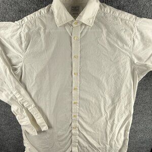 Hackett London White All Cotton Size 16 Button Up Shirt (41) Woven Long Sleeve